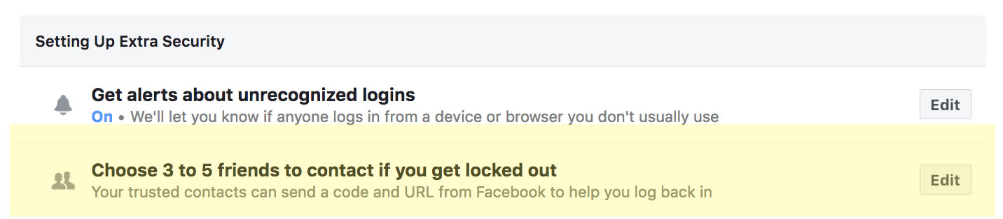 Choose Five Friends In Case You Get Locked Out One Facebook